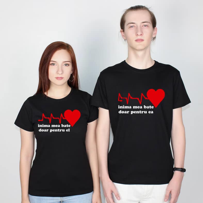 Tricouri pentru cupluri - Inima mea bate